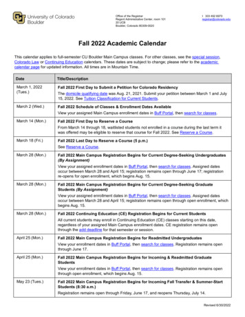 Fall 2022 Academic Calendar - University Of Colorado Boulder