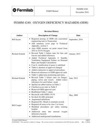 FESHM 4240: OXYGEN DEFICIENCY HAZARDS (ODH) - Fermilab