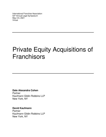 Private Equity Acquisitions Of Franchisors - 1400 Franchise Opportunities