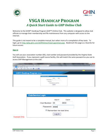 A Quick Start Guide To GHP Online Club - VSGA