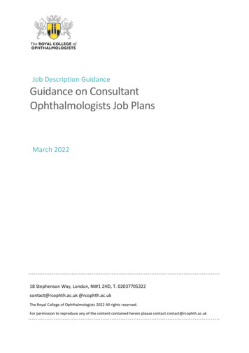 Job Description Guidance Guidance On Consultant Ophthalmologists Job Plans