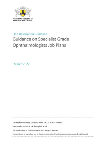 Job Description Guidance Guidance On Specialist Grade Ophthalmologists .