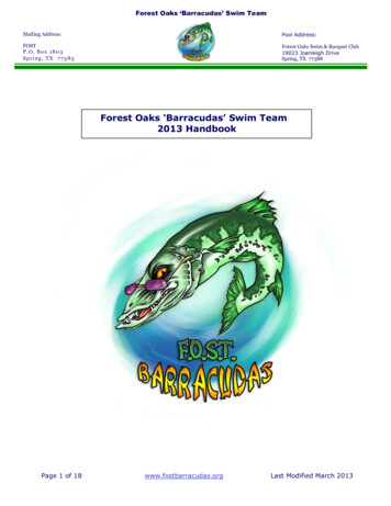 Forest Oaks 'Barracudas' Swim Team 2013 Handbook