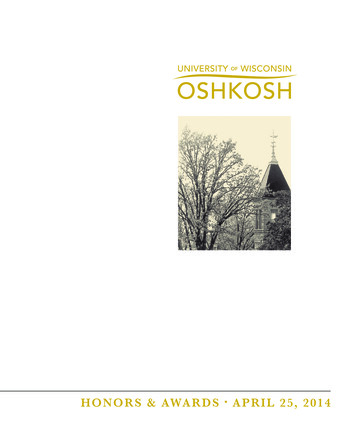HONORS & AWARDS APRIL 25, 2014 - University Of Wisconsin-Oshkosh