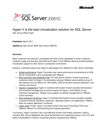 Hyper-V Is The Best Virtualization Solution For SQL Server - Dell