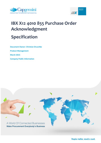 IBX X12 4010 855 Purchase Order Acknowledgment Specification