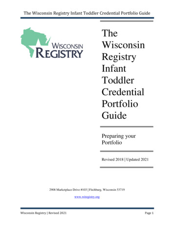 The Wisconsin Registry Infant Toddler Credential Portfolio Guide