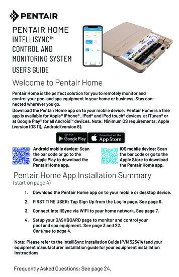 IntelliSync Pentair Home User's Guide