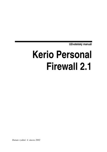 Uživatelský Manuál Kerio Personal Firewall 2 - Miletin 
