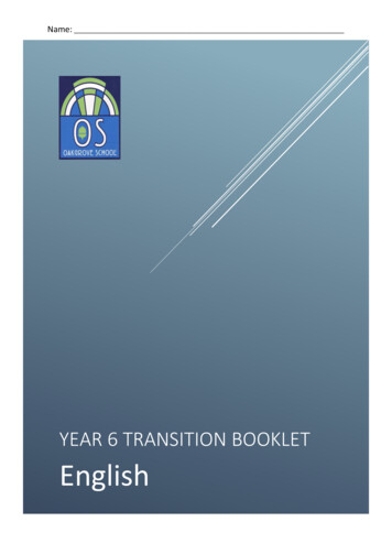 Year 6 Transition Booklet - Oakgrove School