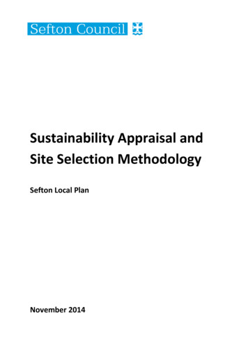 Sustainability Appraisal And Site Selection Methodology - Sefton