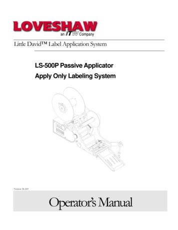 Version: 06-269 Operator's Manual - Loveshaw
