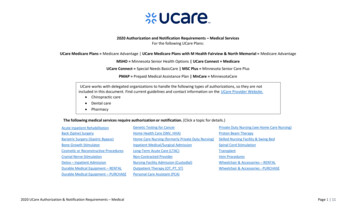 2020 Authorization And Notification Requirements Medical Services - UCare