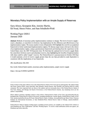 Monetary Policy Implementation With An Ample Supply Of Reserves