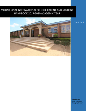 Mount Sinai International School Parent And Student Handbook 2019-2020 .