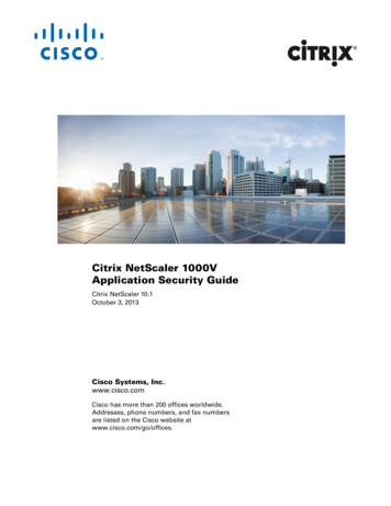 Citrix NetScaler 1000V Application Security Guide, Release 10 - Cisco
