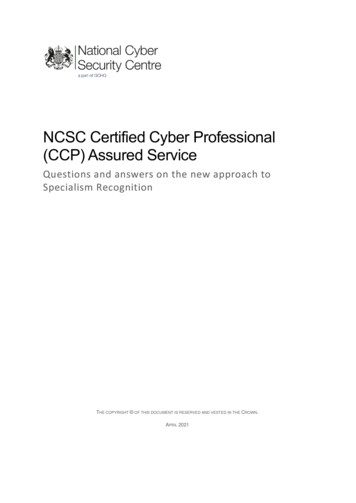 NCSC Certified Cyber Professional (CCP) Assured Service