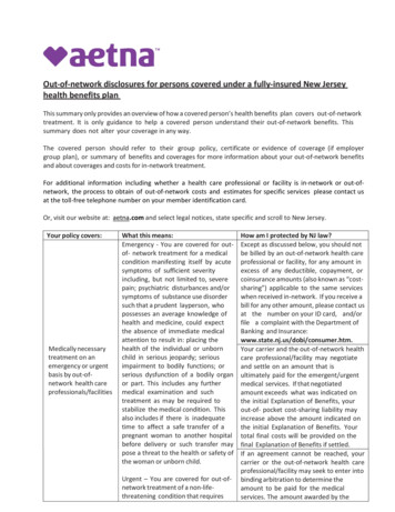 Out-of-network Disclosures For Persons Covered Under A Fully . - Aetna