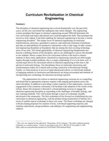 Curriculum Revitalization In Chemical Engineering