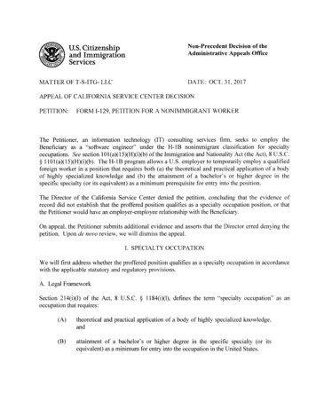 Matter Of T-s-itg-llc Petition: Form I-129, Petition For A . - Uscis