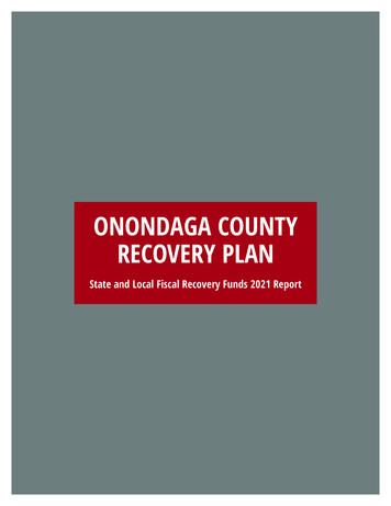 ONONDAGA COUNTY RECOVERY PLAN - United States Secretary Of The Treasury