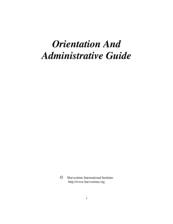 Orientation And Administrative Guide - Harvestime