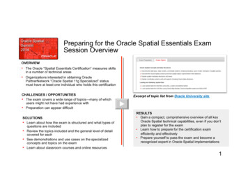 Preparing For The Oracle Spatial Essentials Exam Session Overview