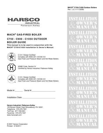 Gas-fired Boiler C750 - C900 - C1050 Outdoor Boiler Guide