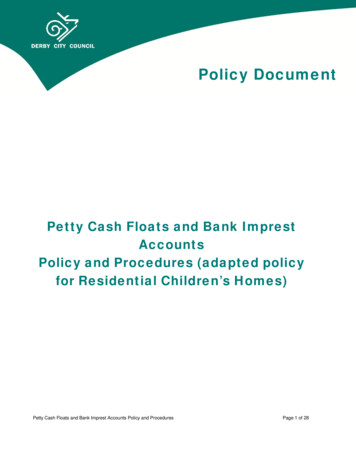 Petty Cash Floats And Bank Imprest Accounts Policy And Procedures .