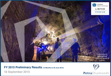 FY 2015 Preliminary Results 18 September 2015 - Petra Diamonds