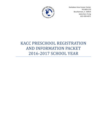 Kacc Preschool Registration And Information Packet 2016-2017 School Year