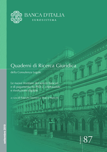 Quaderni Di Ricerca Giuridica - Banca D'Italia