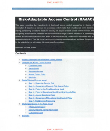 Risk-Adaptable Access Control (RAdAC) - NIST