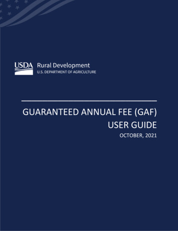 GUARANTEED ANNUAL FEE (gaf) USER GUIDE - USDA Rural Development