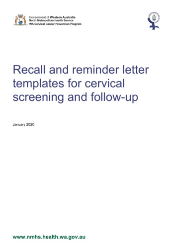 Recall And Reminder Letter Templates For Cervical Screening And Follow-up