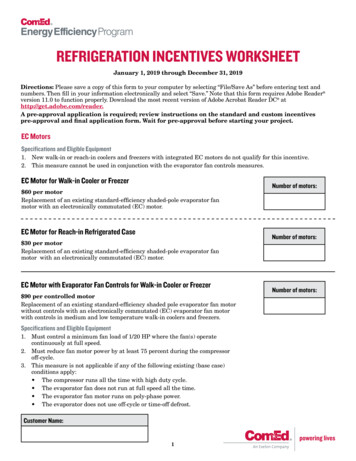 Refrigeration Incentives Worksheet - ComEd