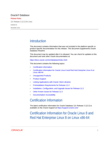 Certification Information Certification Information For Oracle Linux 8 .