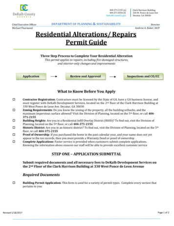Residential Alterations And Repairs Guide - DeKalb County GA