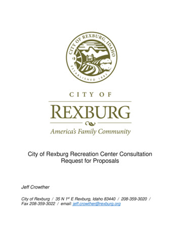 City Of Rexburg Recreation Center Consultation Request For Proposals