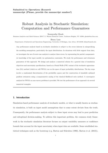 Robust Analysis In Stochastic Simulation: Computation And Performance .