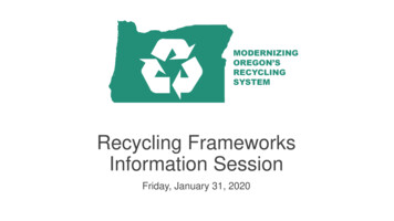 Recycling Frameworks Information Session - Oregon