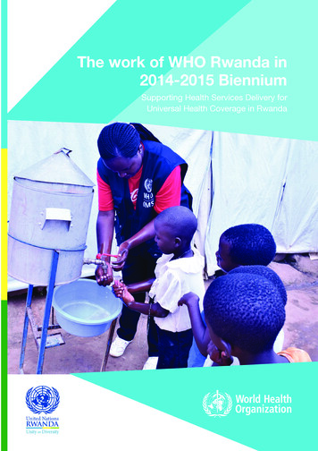 The Work Of WHO Rwanda In 2014-2015 Biennium - World Health Organization