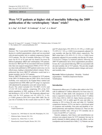 Were VCF Patients At Higher Risk Of Mortality Following The 2009 .