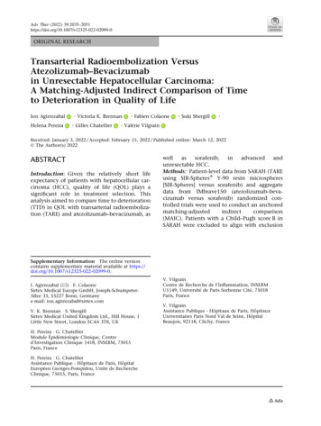 Transarterial Radioembolization Versus Atezolizumab-Bevacizumab In .