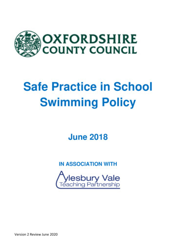 Safe Practice In School Swimming Policy - Oxfordshire County Council