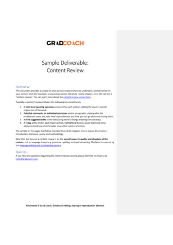 Sample Deliverable: Content Review - Grad Coach