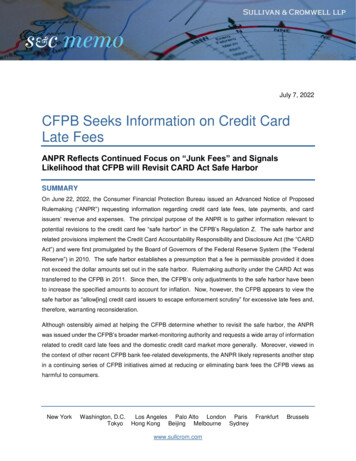 CFPB Seeks Information On Credit Card Late Fees - Sullivan & Cromwell