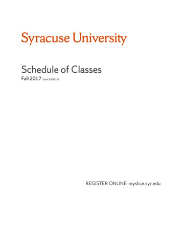 Schedule Of Classes - Syracuse University