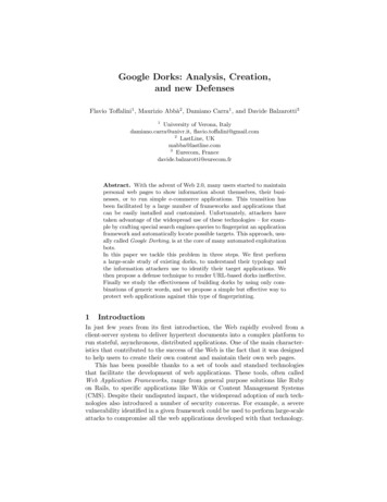 Google Dorks: Analysis, Creation, And New Defenses - EURECOM