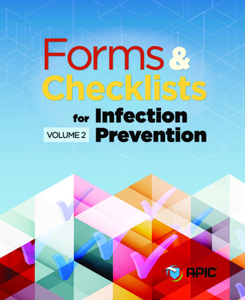 Forms & Checklists For Infection - APIC